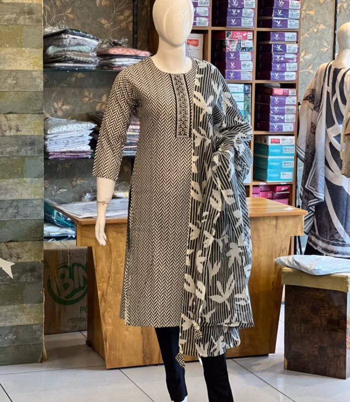 Black and White 3 Piece Salwar Set