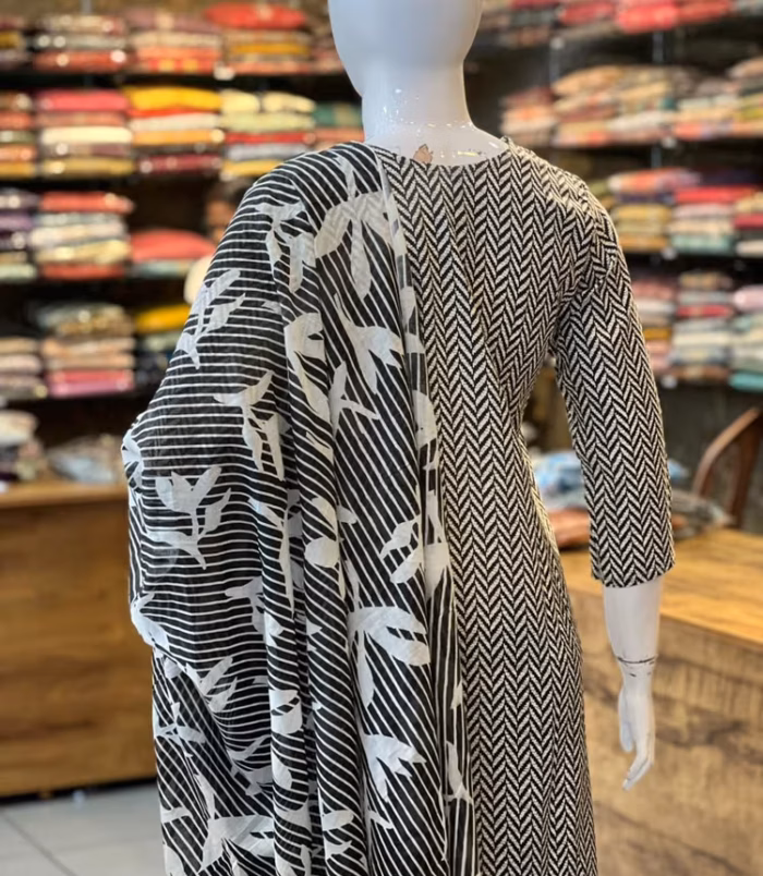 Black and White 3 Piece Salwar Set