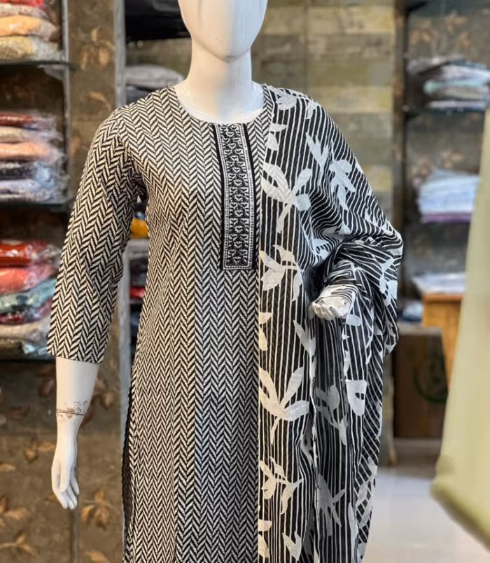 Black and White 3 Piece Salwar Set