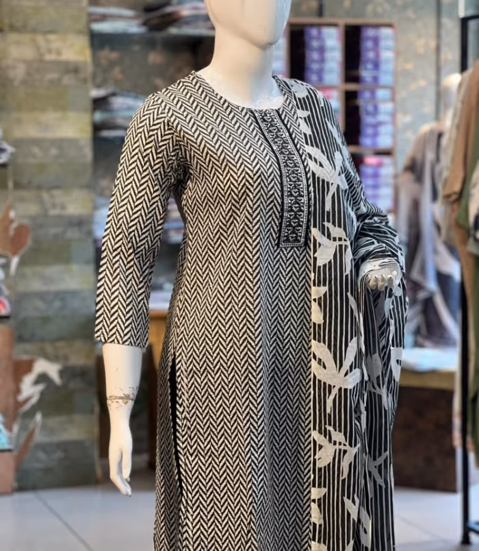 Black and White 3 Piece Salwar Set