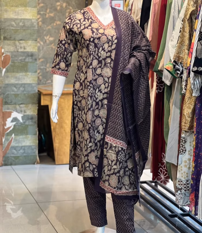 Purple 3 Piece Cotton Salwar